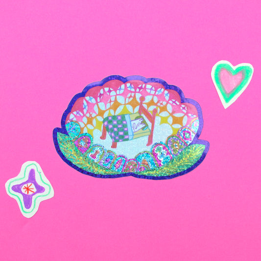 Midnight Garden 'Flower Bed' JUMBO (4 inch) Glitter Vinyl Sticker