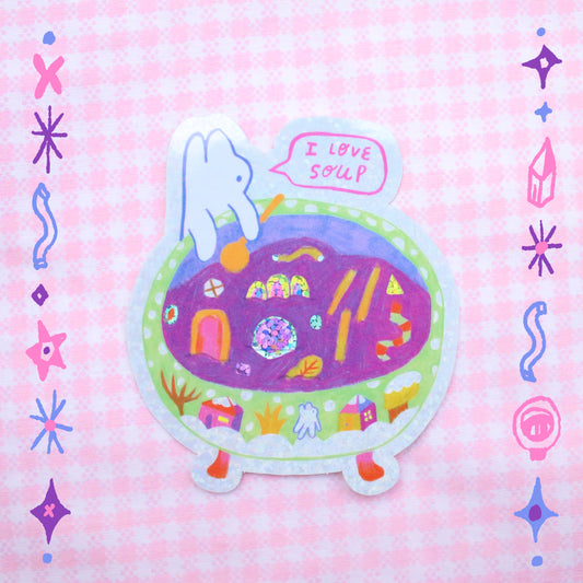 Cozy Winter 'I Love Soup' Glitter Vinyl Sticker